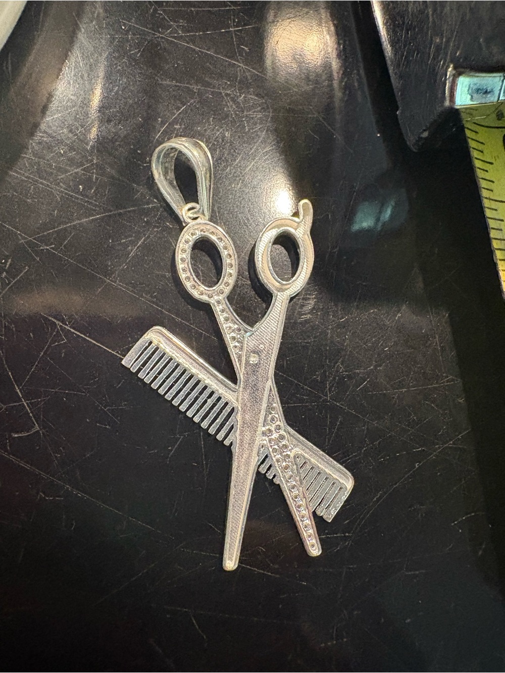 Sterling Silver 925 Barber Shears/Comb Pendant